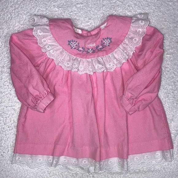 OshKosh B'gosh | Dresses | Nwot Vintage Oshkosh Pink Corduroy Lace Collar  Hem Dress 69m | Poshmark